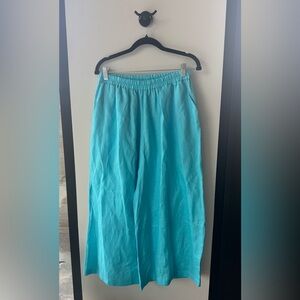 Planet by Lauren G Turquoise Handkerchief Linen Flood Panel Pants Size 3 14-16